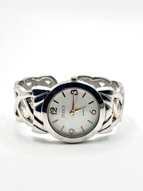 Studio Bangle Cuff Watch in Silver Tone